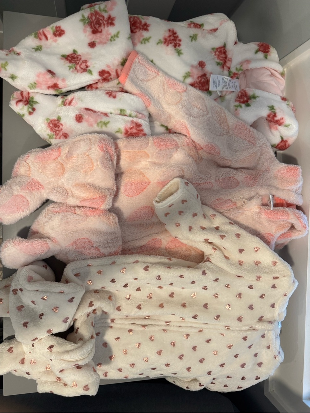 Carter's White and Pink Plush Baby One-Piece Bodysuits (3-Pack)